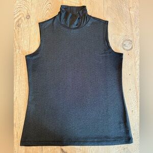 Laura Ashley Vintage 90s Grey Metallic Sleeveless Mock Turtleneck Top Size S